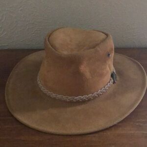 Tan Western Style leather Hat with Braided Band